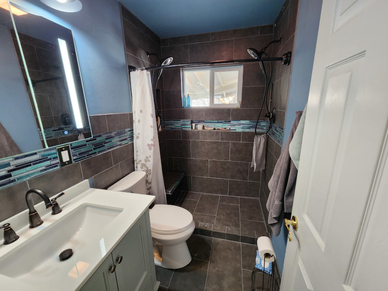 The completed bathroom project with all of the bells and whistles.